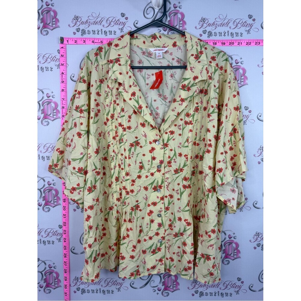 Joe Fresh button up shirt brand new with tags Yellow Floral Button Down Shirt
